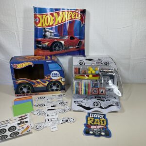 BLADEZ Hot Wheels Bumper Activity Set, Arts and Crafts, Licensed Stationary Set with pens and stickers, 250+ pieces, Creative Maker Kitz by Bladez Toyz
