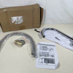 Pakuyi Kitchen Tap - Dual Lever Kitchen Sink Tap Brushed Steel Kitchen Sink Mixer Tap High Arc Kitchen Faucet for Daily Use in Kitchen Living Room and Toilet