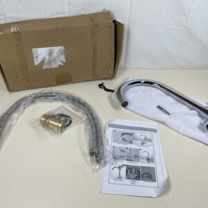 Pakuyi Kitchen Tap - Dual Lever Kitchen Sink Tap Brushed Steel Kitchen Sink Mixer Tap High Arc Kitchen Faucet for Daily Use in Kitchen Living Room and Toilet