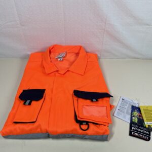 Portwest TX55ONRXL - Men's Nantes Hi Vis Reflective Boiler Suit Overalls Coverall Safety Class, Orange/Navy, X-Large