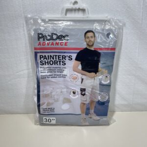 ProDec Advance Painter's Shorts for Men & Women, Stain-Resistant White Work Utility & Safety Shorts, Decorators Short for Men & Women, Painters Trousers, White Work Short, 30" Waist