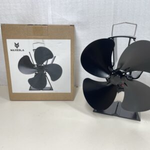 Maxesla Big Stove Fan, 4 Blades Log Burner Fan - Silent Wood Burner Fan for Fireplace Pipe, Eco-Friendly for Wood Burning Stove