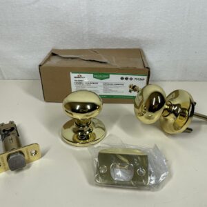 Design House 753269 Cambridge 2-Way Latch Passage Door Knob, Adjustable Backset, Polished Brass Finish