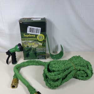Suplong 100ft Expandable Garden Hose - Expanding Hose Pipe with 1/2",3/4" Fittings,Lightweight Garden Hose Expandable with 8 Function Spray Nozzle (100ft, Green)