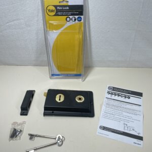 Yale P-334-BL Rim Sashlock, Suitable for Internal Doors, Sheds and Gates, Black Finish, 156 mm x 104 mm (6 x 4 Inch)