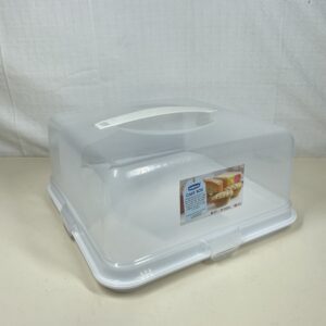 Plastic Whitefurze Cake Box with Locking Clips, Handle and Flip Base for Serving Holds Cakes Up to 30cm (1, Square)