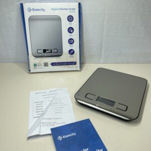 Etekcity Digital Kitchen Scales, Professional Food Weighing Scales with Premium Stainless Steel, Backlit LCD Display, Incredible Precision up to 1 g (5 kg Maximum Weight), Silver