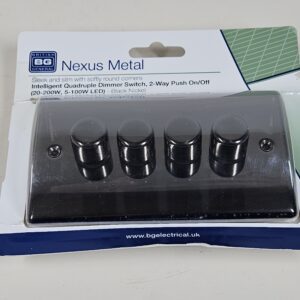 British General NBN84P Nexus Metal Black Nickel 4 Gang 2 Way Quad Dimmer Light Switch