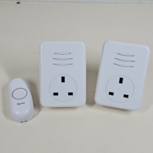 Byron Wireless Doorbell Set, 2 x Plug-Through Chimes, 150m Range, 16 Melodies, DBY-22317UK