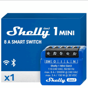 Shelly 1 Mini Gen 3 - WiFi & Bluetooth Smart Switch Relay 1 Channel 8A | Home Automation | Compatible with Alexa and Google Home | iOS Android App | No Hub Required | Dry Contacts