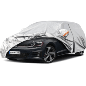 Kayme Hatchback Car Cover Waterproof Breathable (415 To 450cm),Outdoor Full Cover Sun Rain Dust All Weather Protection with Zip and Cotton Lined,  2L Black