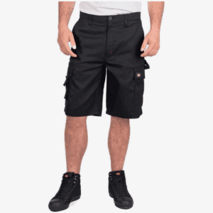 (34W) Lee Cooper Mens Durable Woven Easy Care Flexible Comfortable Work Safety Multi Holster Pocket Cargo Shorts Pants, Black, Size 34 Inch Waist