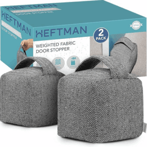 2x Fabric Door Stop Heavy - Grey Pattern with Handle, Weighted Door Stop, Interior Doorstop Stopper for Home Decor - Pack of 2 Fabric Door Stops (1kg Each)