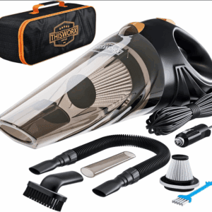 ThisWorx Car Vacuum Cleaner - Portable, Lightweight, Powerful, Handheld Vacuums w/Strong Suction, 3 Attachment Accessories, Carry Case - 12V, 4.8m Cord - Car Cleaning Kit (Copy)