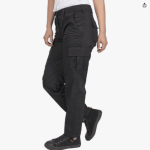 (16, 32L) Lee Cooper Ladies Heavy Duty Easy Care Multi Pocket Work Safety Classic Cargo Pants Trousers, Black, Size UK 16, Long 32" Leg