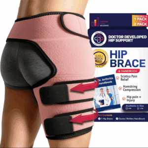 (S/M, Pink) Dr. Arthritis Doctor Developed Hip Support Brace - Hip Support For Men & Women With Doctor Handbook