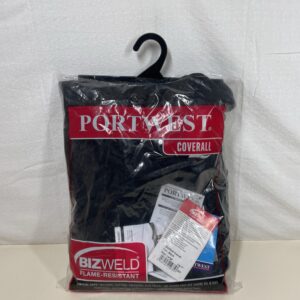 Portwest Bizweld FR Coverall, Regular Length - Color: Black, Size: L, BIZ1BKRL