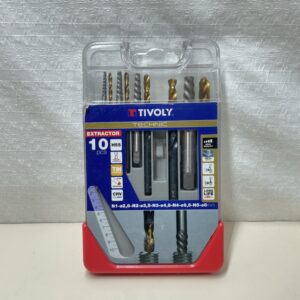Tivoly 11901170052 Set of 10 Clipster Drill Bits with Extractor for Removing Broken Studs/Screws Grey