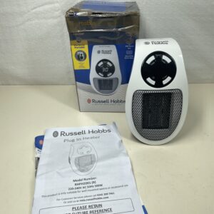 Russell Hobbs RHPH2001 500W Ceramic Plug Heater, Adjustable thermostat, 12 Hour Timer & LED Display, 2 Fan Speeds