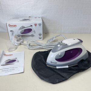 Swan SI3070N Compact Fast Heat up Steam Travel Iron with Pouch and Beaker, Variable Temperature Control, 900W, Purple