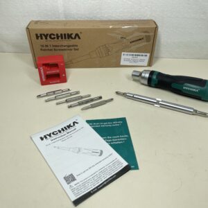 HYCHIKA 16 Piece in 1 Ratchet Screwdriver - Magnetic Ratchet Screwdriver Set All in One, Adjustable Screwdriver Set Multitool with Phillips, Slotted, Torx, Square, Hex bit and Double End Nut Driver