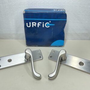 Door Handle for Internal and External Doors.Â  Urfic Victorian Scroll Set of 2 Satin Nickel Bathroom Lock on Plate.Â  Sleek Design Levers for Wooden Kitchen and Bedroom Interior UPVC Exterior Doors.