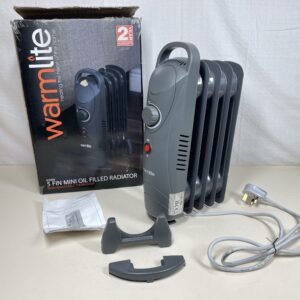 Warmlite WL43002YDT 650W 5 Fin Oil Filled Radiator with Adjustable Thermostat and Overheat Protection, Dark Titanium