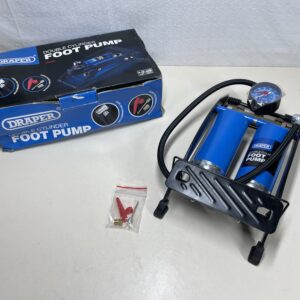 Draper 25996 Double Twin Cylinder Foot Pump with Gauge 890004, Blue