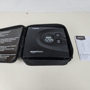 Amazon Basics Compact Portable Air Compressor, Tyre Inflator, Automatic Shut Off with and LED Light, DC 12V, 150 PSI, Black