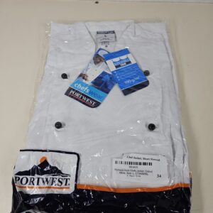 Portwest Kent Chefs Jacket, Colour: White, Size: L, C734WHRL