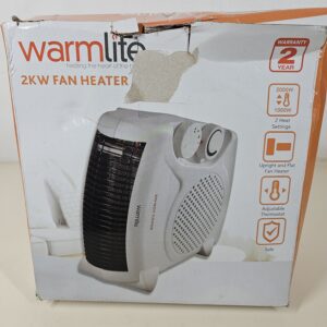 Warmlite WL44001 Thermo Fan Heater with 2 Heat Settings and Overheat Protection, 2000W, White