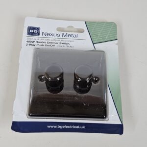 BG Electrical Intelligent Double Wall Dimmer Switch, 2 Way, Raised Profile, Round Edges, Nexus Metal, Black Nickel, 200W, NBN82