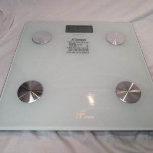 Bluetooth Body Fat Scale Digital Bathroom Scales iOS Android app Wireless Body Composition Monitor for Body Weight Body Fat, BMI, Water, Muscle Mass Bone (White With Blue Backlit)