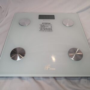 Bluetooth Body Fat Scale Digital Bathroom Scales iOS Android app Wireless Body Composition Monitor for Body Weight Body Fat, BMI, Water, Muscle Mass Bone (White With Blue Backlit)