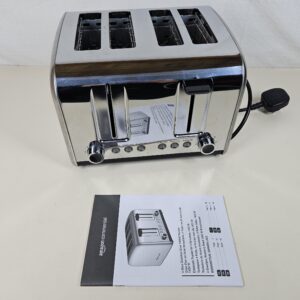 (missing handle) Amazon Commercial 4-Slice Toaster, Extra-Wide Slots with 7 Shade Settings, Stainless Steel, 1400 W