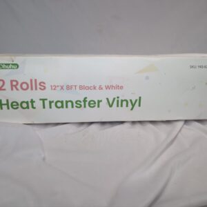 Heat Transfer Vinyl Roll, Ohuhu 12" x 8ft HTV Vinyl, Iron on Vinyl for Cricut & Silhouette Cameo, for T-Shirt, Clothes, Hats, Easy to Cut & Weed (White & Black)