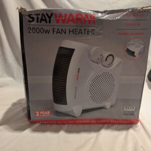 STAYWARM® 2000w Upright and Flatbed Fan Heater with 2 Heat Settings / Cool Blow Fan / Variable Thermostat / Frost Watch / Overheat Protection / BEAB Safety Approved - F2003WH - White