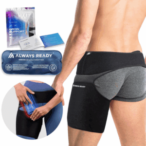 Always Ready Groin Support with Hot & Cold Gel Pack for Thigh, Hip, Hamstring, Strains, Sprains, Pain Relief, Sciatic Nerve Pain, Adjustable Compression Wrap, Men & Women (M-XXL)