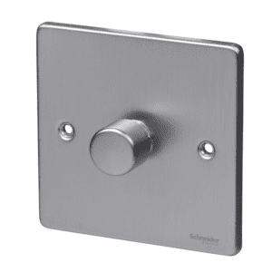 Schneider Electric Ultimate Low Profile - Single 2 Way Dimmer Light Switch, Main & Low Voltage, 400W/VA, GU6512CBC, Brushed Chrome