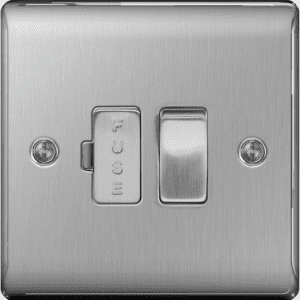 BG Electrical NBS50-01 Switched Fused Connection Unit, Brushed Steel, 13 Amp