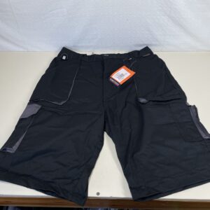 Portwest TX14 Texo Contrast Work Shorts 7 Pocket Multi Function Utility Breathable Summer Workwear Durable Safety Sitewear with Elastic Waist, Black, Medium