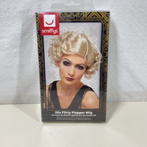 Smiffys 20s Flirty Flapper Wig, Blonde Short and Wavy, 1920's Razzle Fancy Dress, 1920s Dress Up Wigs Halloween
