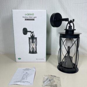 EDISHINE Vintage Outdoor Wall Lantern Light IP44 Waterproof – Black Aluminium