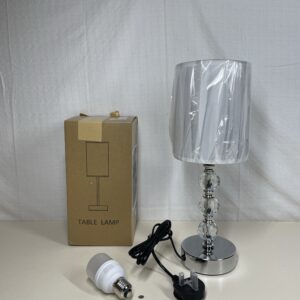 Aooshine Touch Table Lamp, Crystal Bedside Lamps with 3 Way Dimmable, Touch Lamps Bedside with USB C+A Charging Ports, Bed Lamps with White Fabric Shade for Living Room, Bedroom, Dorm(Bulb Included)