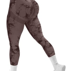 High Waisted Tie Dye Yoga Leggings – Seamless Gym Leggings Large