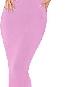 Women’s Casual Slip Long Dress Backless Ribbed Bodycon – Petal Small