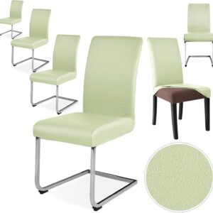 Alishomtll Stretch PU Chair Covers 6 Waterproof Dining Chair Slipcovers – Green