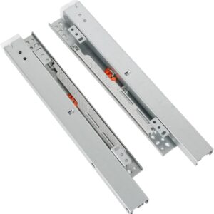 Undermount Drawer Slides, Bottom Mount Invisible Soft Close Pull Out Drawer Runners, 1 Pair Full Extension Hidden Ball Bearing Bottom Rail, Shelf Floor Slide for Kitchen Cabinet (Silver, 24inch600mm)