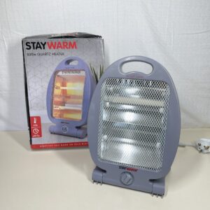 STAYWARM 800w 2 Bar Quartz Heater with 2 Heat Settings/Safety Tip-Over Switch/Wide Angle Heat Reflector/Carry Handle - F2102GR - Grey