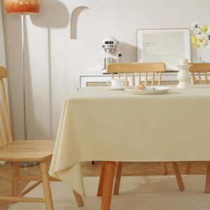 Wipe Clean Tablecloth Waterproof Polyester Decorative Cover – Beige 140x220cm